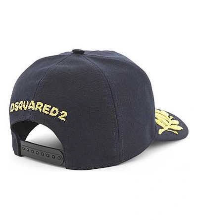 Shop Dsquared2 24-7 Star Cotton Snapback Cap In Black