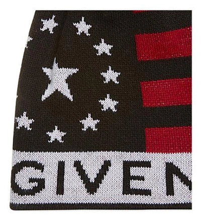 Shop Givenchy Stars And Stripes Wool-blend Beanie In Blk Red