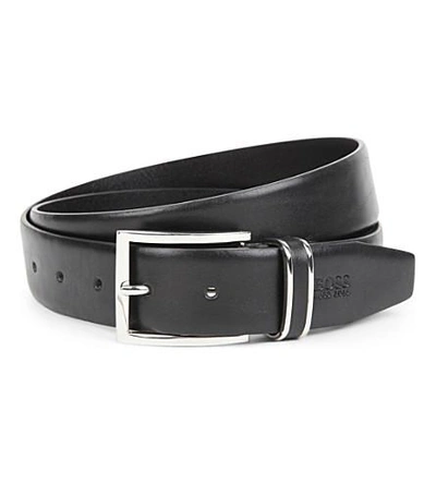 Shop Hugo Boss Froppin Leather Belt In Black