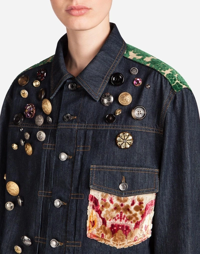 Shop Dolce & Gabbana Denim Jacket With Patch In Blue