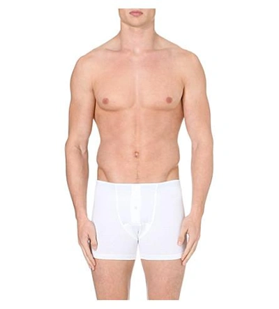 Shop Hanro Superior Regular-fit Stretch-cotton Trunks In White