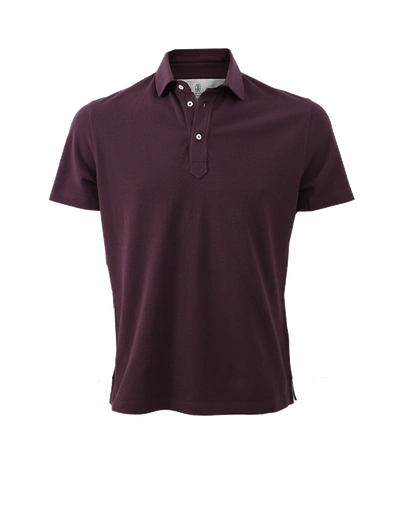 Brunello Cucinelli Pique Polo In Maroon