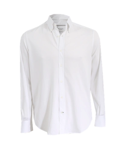 Brunello Cucinelli Cotton Knit Button Down Shirt In White