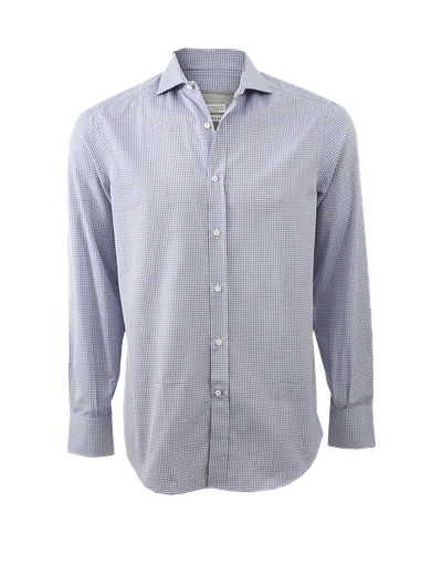 Brunello Cucinelli Double Checkered Shirt In Blu-wht