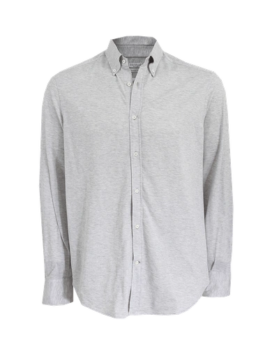 Brunello Cucinelli Cotton Knit Button Down Shirt In Lghtgrey