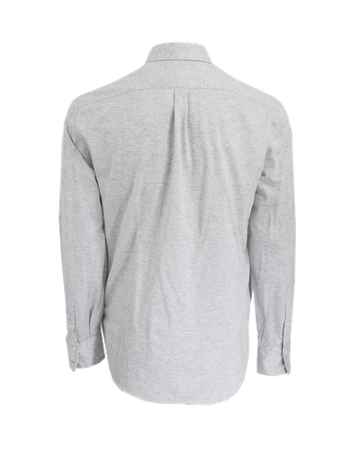 Shop Brunello Cucinelli Cotton Knit Button Down Shirt In Lghtgrey