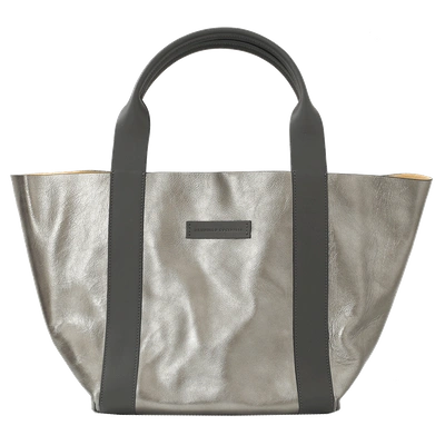Shop Brunello Cucinelli Metallic Suede Reversible Handbag In Mltr-yll