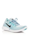 Nike Women's Free Run Flyknit 2017 Running Sneakers From Finish Line In Blue Tint/black/cirrus Bl