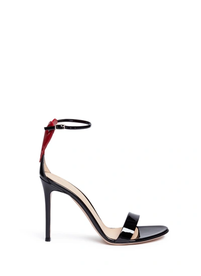 Gianvito Rossi 'love' Heart Patch Patent Leather Sandals In Black