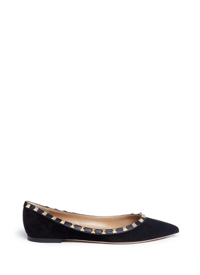 Shop Valentino 'rockstud' Suede Skimmer Flats