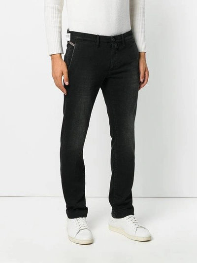 Shop Jacob Cohen Skinny Chino Trousers In Black