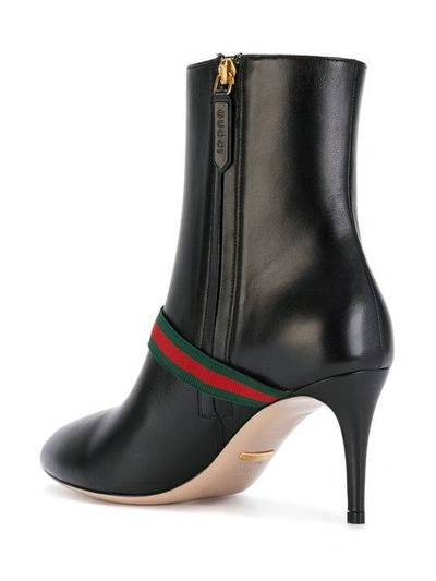 Shop Gucci Web-trimmed Ankle Boots In Black