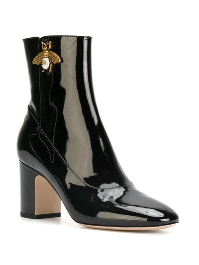 Shop Gucci Bee Ankle Boots In Black