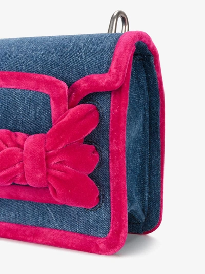Shop Miu Miu Denim Pink Velvet Braided Box Bag In Blue