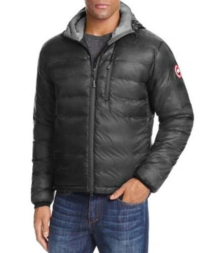 Canada Goose Lodge Hooded Down Jacket In Graphite/mid Grey