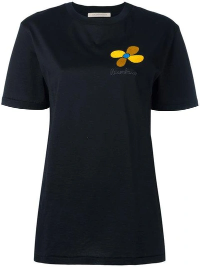 Shop Christopher Kane Embroidered Flower T-shirt - Black