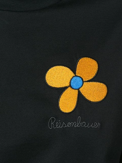 Shop Christopher Kane Embroidered Flower T-shirt - Black