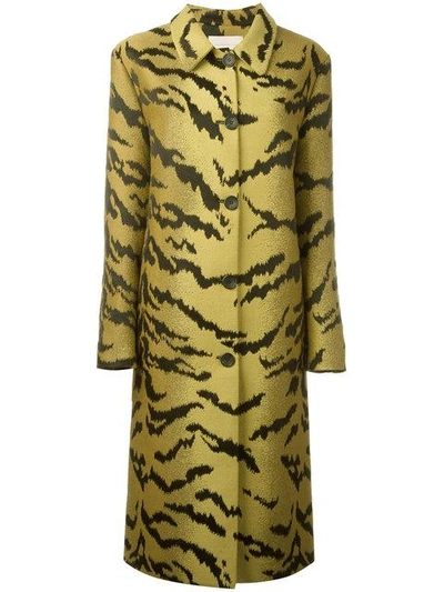 Shop Christopher Kane Tiger Jacquard Coat - Green