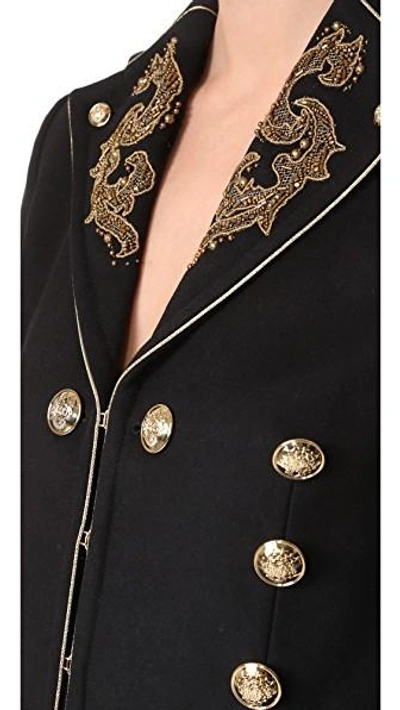 Shop Roberto Cavalli Embroidered Jacket In Nero/oro