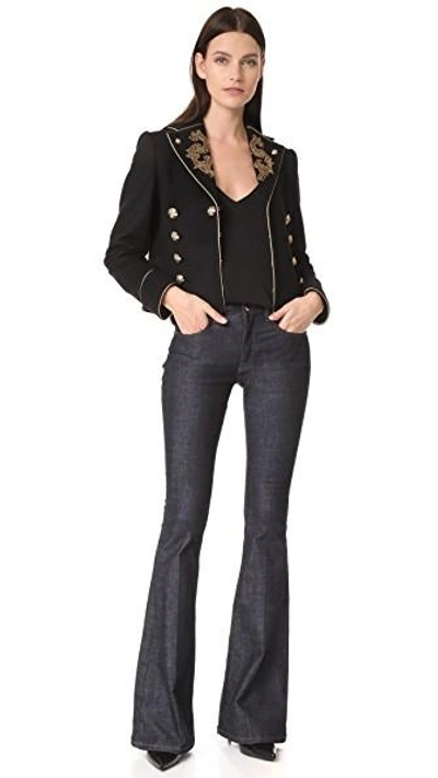 Shop Roberto Cavalli Embroidered Jacket In Nero/oro