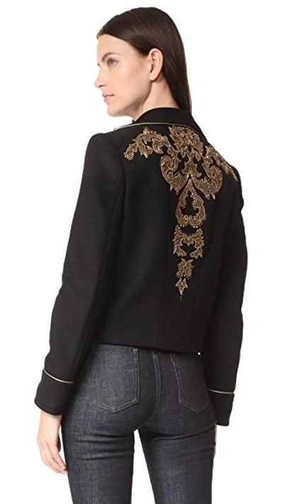 Shop Roberto Cavalli Embroidered Jacket In Nero/oro