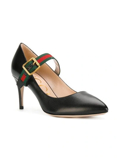 Shop Gucci Web-trimmed Pumps