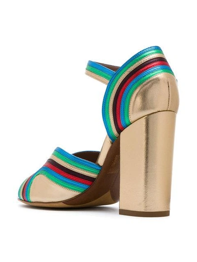 Shop Tabitha Simmons Peeptoe-sandalen Mit Blockabsatz - Mehrfarbig In Multicolour