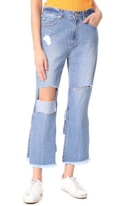 Sjyp Back Strap Detail Jeans In Denim Blue