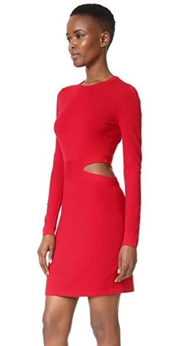 Shop Elizabeth And James Railey Long Sleeve Dress With Side Cutout Detail In Vermillion