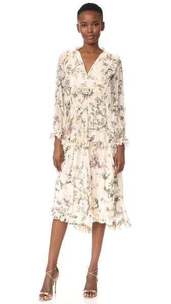 cream floral midi dress