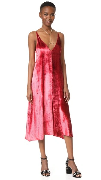 Giada Forte Velvet Slip Dress In Rubino