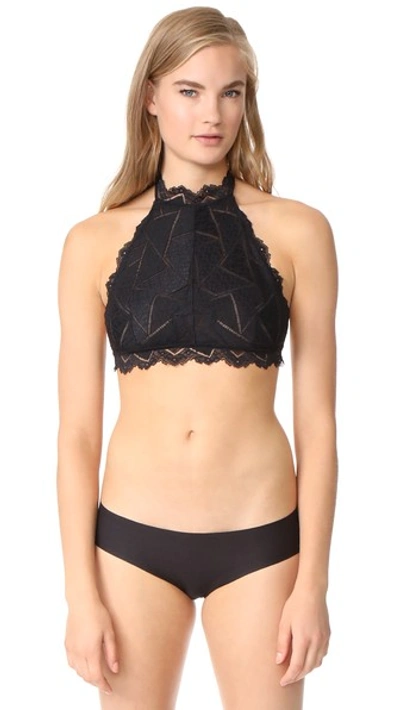 Free People Moonstruck High Neck Halter Bra In Black