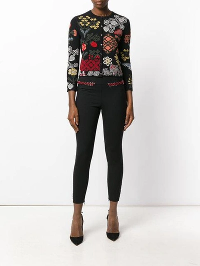 Shop Alexander Mcqueen Floral Patch Cardigan In Black