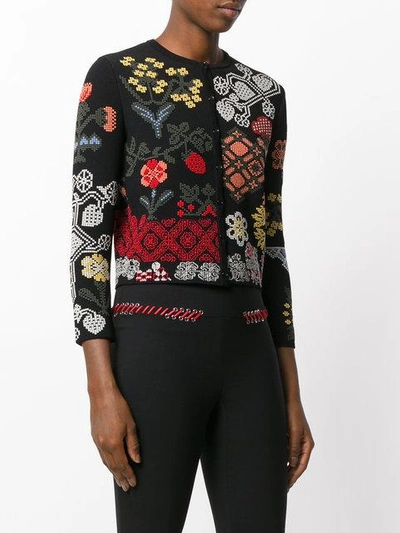 Shop Alexander Mcqueen Floral Patch Cardigan In Black