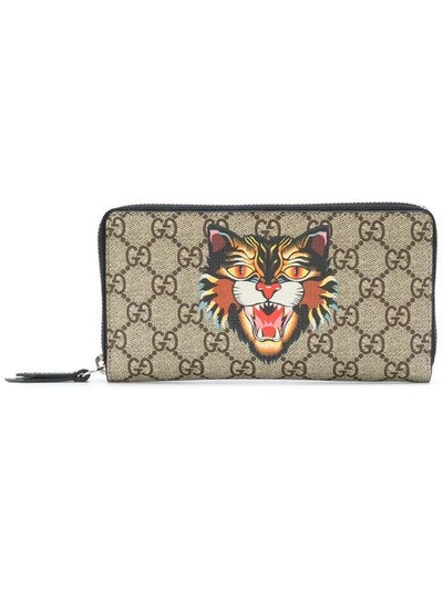 Shop Gucci - Angry Cat Print Gg Supreme Wallet