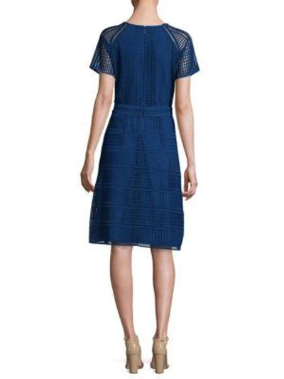 Shop Hugo Boss Domaro Satin A-line Dress In Medium Blue