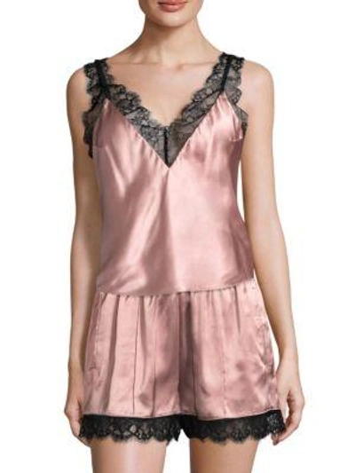 Shop Fleur Du Mal V-neck Lace Top In Rose Pink