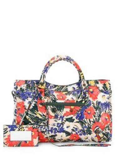 Balenciaga Classic City Aj Small Floral-print Satchel Bag In Multi