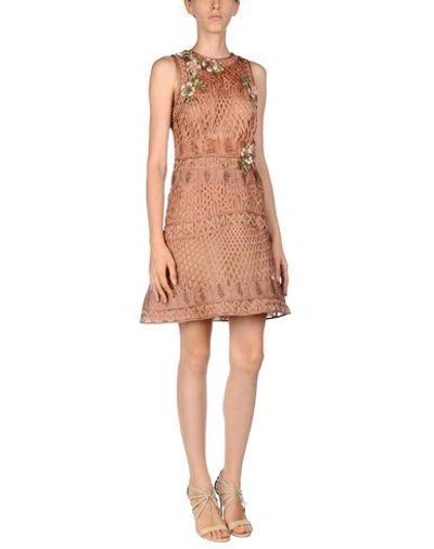 Shop Alberta Ferretti Short Dresses In Camel