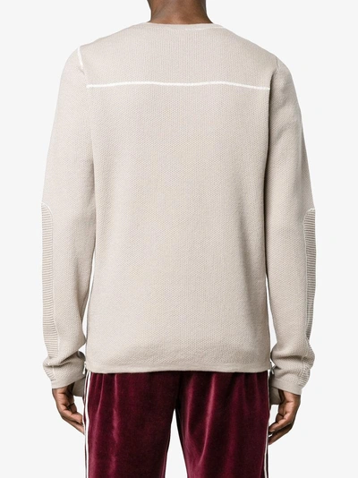 Shop Helmut Lang Combo Waffle Knitted Jumper In Beige