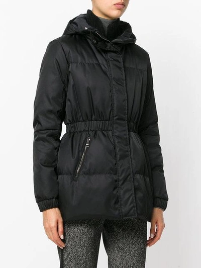 Shop Moncler Mid-length Hooded Coat - Black