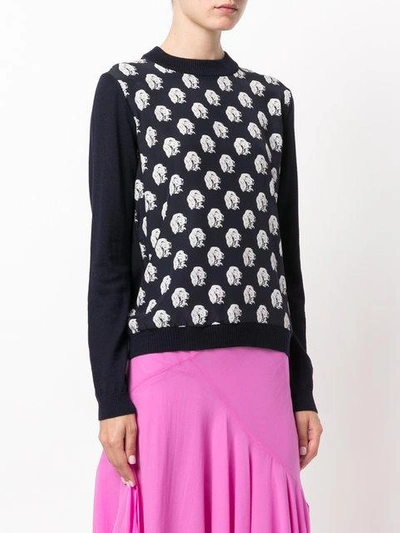 Shop Msgm Dog Embroidered Sweater - Blue