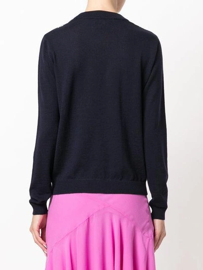 Shop Msgm Dog Embroidered Sweater - Blue