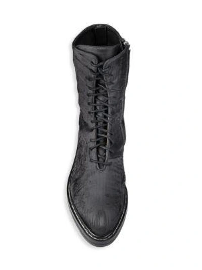 Shop The Row Fara Distressed Silk Combat Boots In Gunmetal
