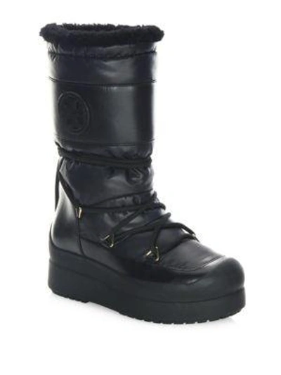 Tory Burch Cliff Genuine Shearling Lined Boot In Black-black