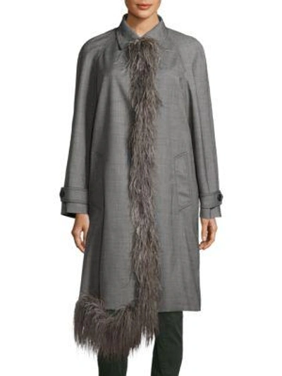 Shop Prada Soprabito Fleece Coat In Granito