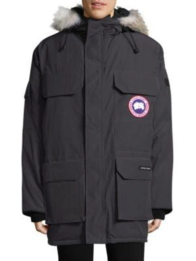 Shop Canada Goose Expedition Coyote Fur-trimmed Jacket In Graphite