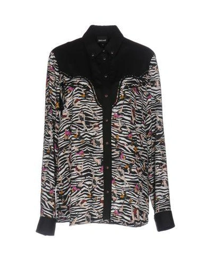 Shop Just Cavalli Patterned Shirts & Blouses In Black