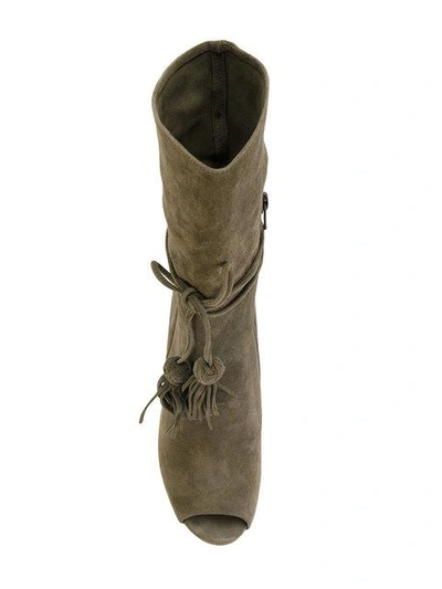 Shop Michael Michael Kors Open Toe Boots In Green