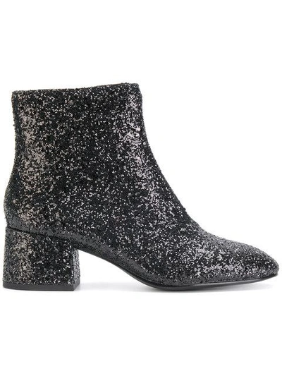 Ash Glitter Ankle Boots In Black